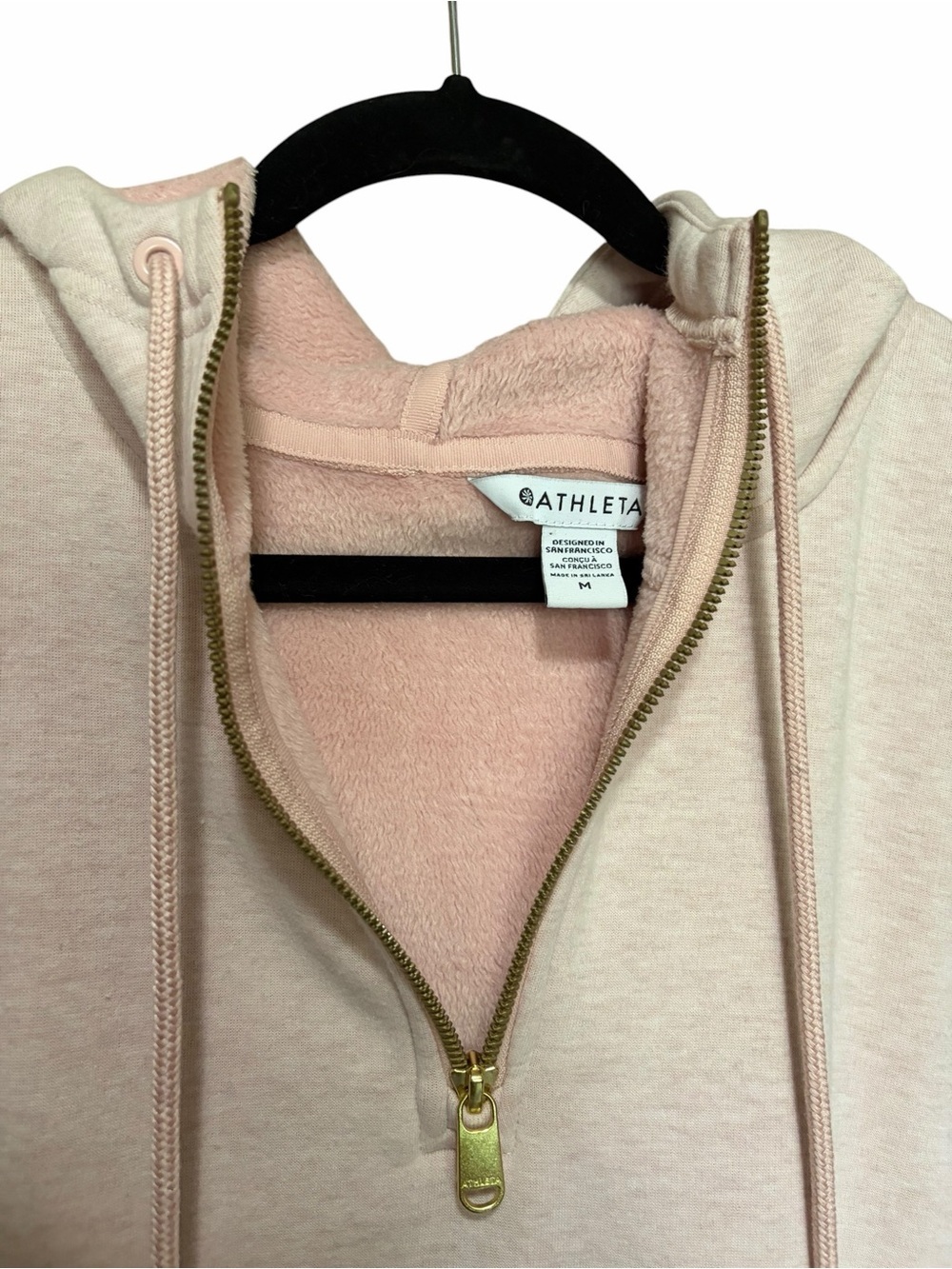 Athleta Light Pink Half-Zip Fleece Hoodie